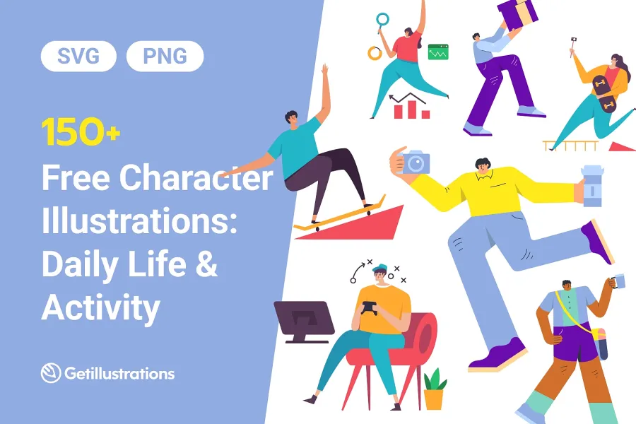 150 Vector Character Illustrations Bundle