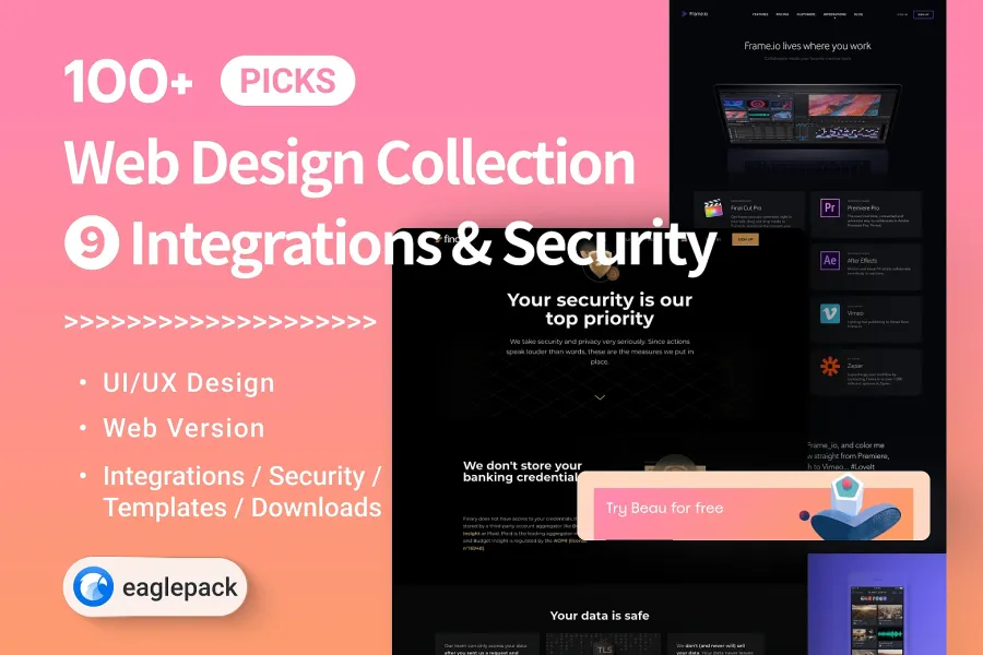 [Web Design Inspirations] 100+ "Integrations & Security & Templates & Downloads" UI/UX Collection
