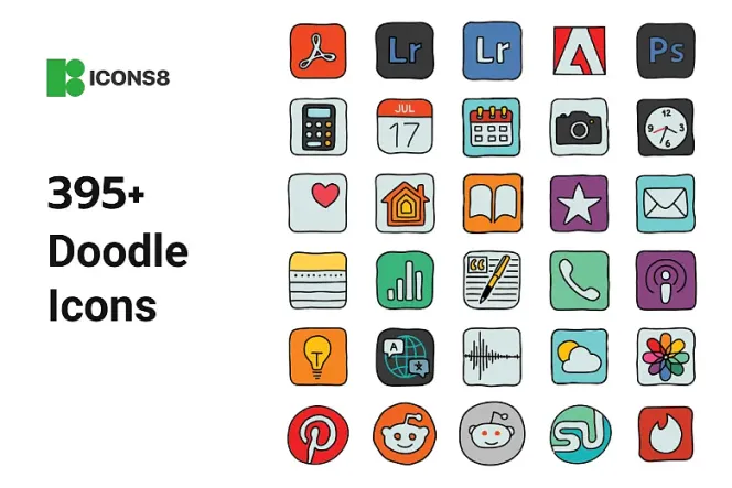 Enhance Your Website's Look with 390+ Doodle Style Icons!