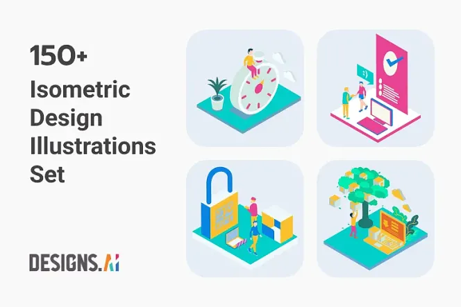 Free 150+ Isometric Illustration for Personal & Commercial Use