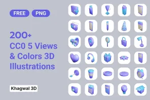 200+ Free CC0 3D Illustrations in 5 Angles and Color Themes