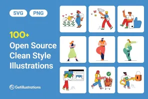 100 Free Clean & Modern Outline Illustrations