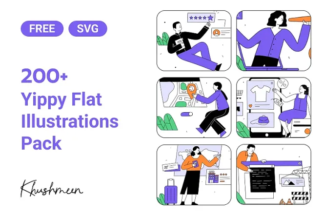 Yippy: Free, Clean & Friendly Flat Illustrations Pack