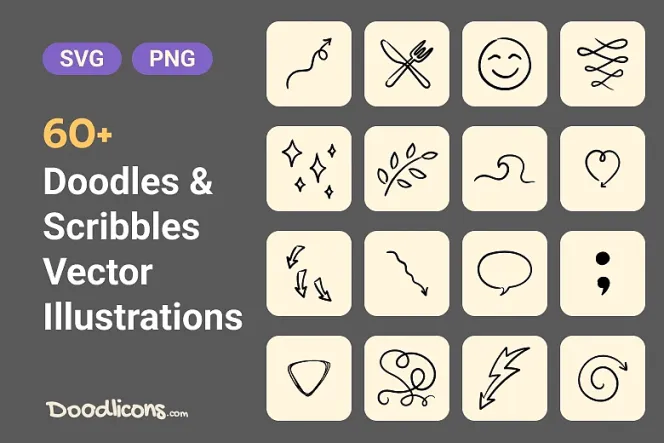 60+ Free Doodles & Scribbles Vector Illustrations