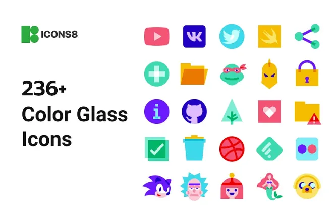 Elevate Your Design with 236+ Color Glass Icons
