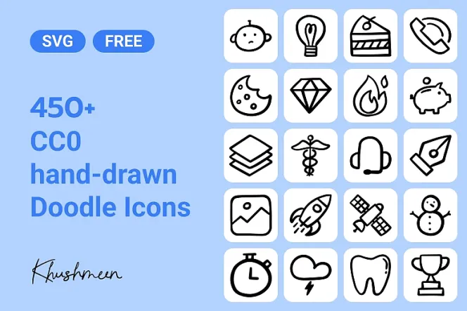 Doodle Icons: 450+ CC0 Hand-Drawn SVG Icons